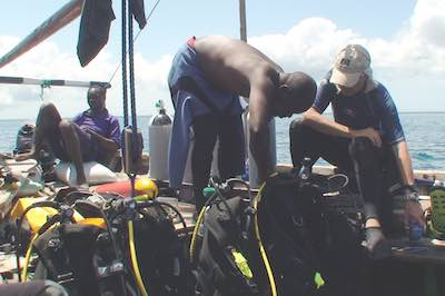 Scuba diving off Dhow